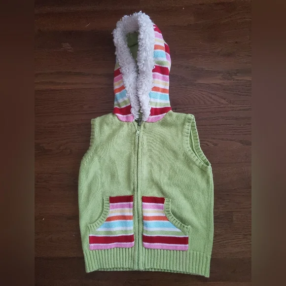 GYMBOREE Girls M 7/8 Green hoodie sweater vest - Picture 1 of 5